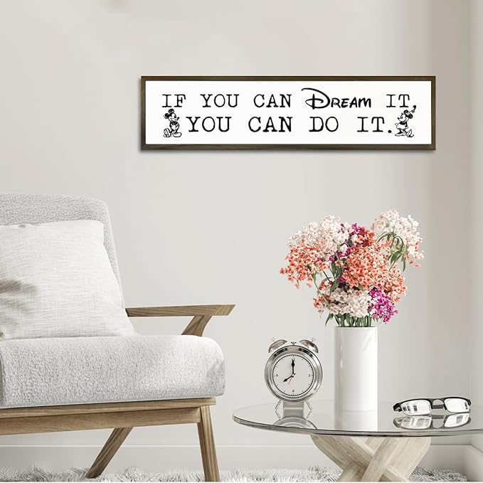 WKYAER Inspirational Decor, Farmhouse Wall Decoration, Tabletop Decors, Motivational Signs for Home Office Bedroom Decor, Decorative Signs and Plaques, If You can Dream It You can Do It Sign