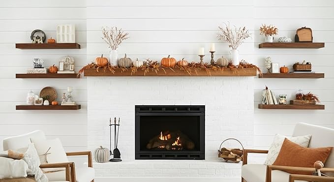 Modern Timber Craft Reclaimed Wood Wall Shelf | Solid Rustic American Barnwood with Steel Floating Shelf Brackets | 2.75" Thickness | 18" L x 10" D, Early American, Planed and Sanded