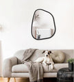 Irregular Wall Mirror Asymmetrical White Mirror Modern Wood Frame Unique Shape Wall Mounted Vanity Artistic Mirror Decor for Living Room Bedroom Bathroom Entryway Hallway 20