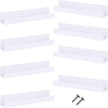 Blulu 8 Packs 14 Inch Acrylic Floating Shelf Wall Mounted Invisible Acrylic Shelf Ledge Floating Bookshelf for Living Room Office Bedroom Bathroom Kitchen Decoration Space Save (White)