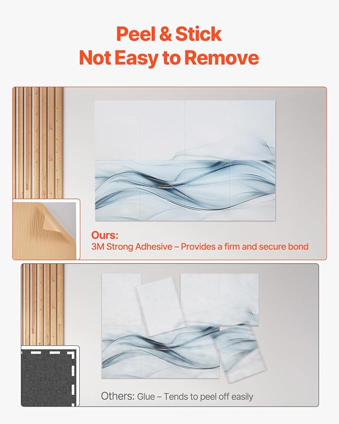 VEVOR 8 Pack Art Acoustic Panels, 47.24 x 23.62 x 0.4 inch Soundproof Wall Tiles, Self Adhesive Decorative Sound Dampening Absorbing Boards for Home, Office, Studio, Gaming Room,Theater,Simplicity