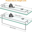 HOOBRO Glass Shelves for Bathroom, 15.7 Inch Floating Glass Shelf for Wall, Set of 2 Tempered Stainless Steel Wall Mounted Stand for Toilet, Room Decor, Silver SV02BJ01