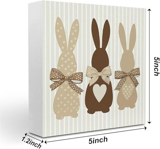 Easter Decor Indoor Easter Party Decorations Farmhouse Easter Peeps Bunny Rabbit Egg Sign for Home Room Badroom Bathroom Table Mantle Office Dessk Decor