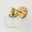 TERLEENART Vintage Wall Sconce Set of 2,Hard Wired Sconce with Clear Ribbed Glass Shade,Indoor Wall Mounted Lamp for Bedroom Living Room Bathroom Hallway