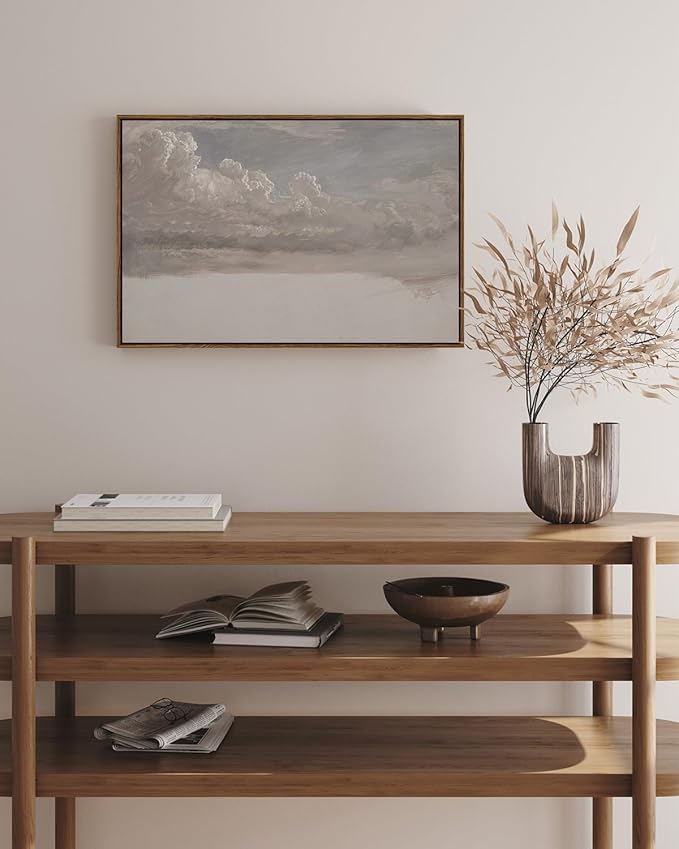 InSimSea Framed Canvas Wall Art Vintage Decor, Home Decor Classical Oil Painting Cloud Study Large Decorations for Living Room, Wall Art for Bedroom Bathroom Gallery, 20