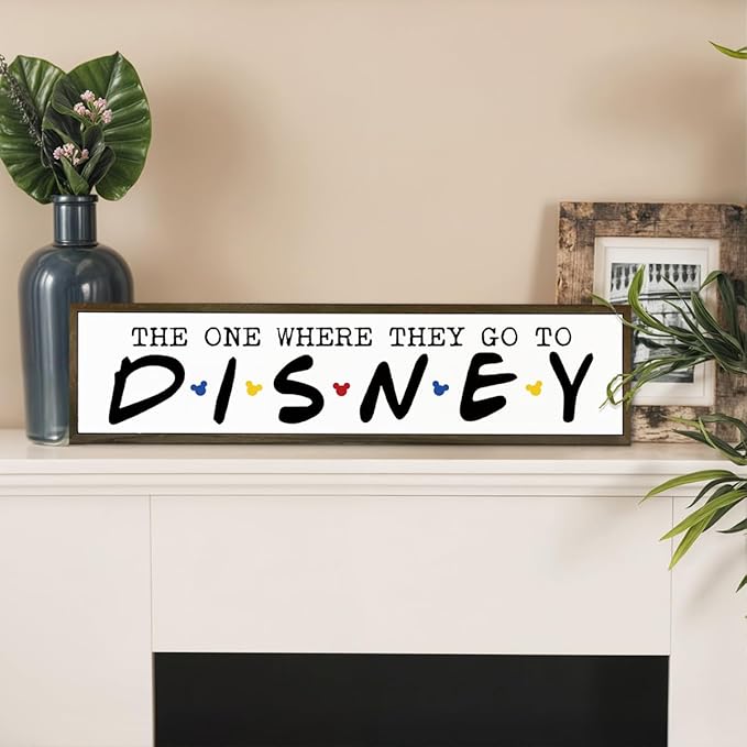 Cute Decor Signs, Rustic Farmhouse Wood Wall Decoration for Home Bedroom Living Room, Wooden Tabletop Decor Sign, Disney Decor Signs, The One Where They Go To Disney Sign