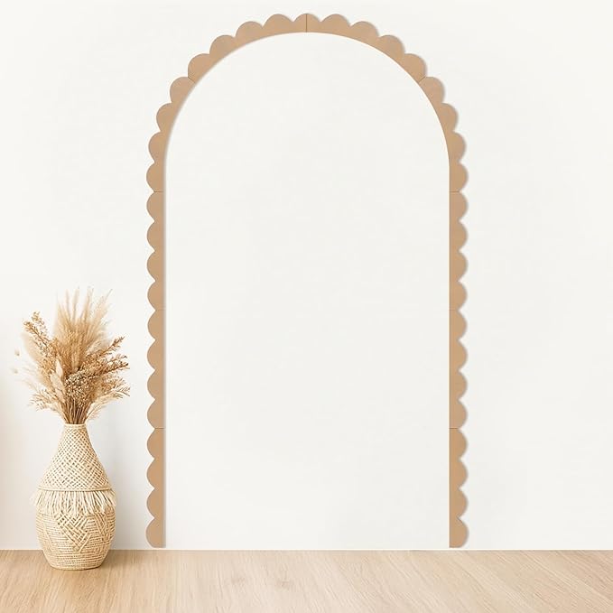Novabright Unfinished Scalloped Decorative Wood Trim Pre-Cut Wood Molding Cute DIY Scalloped Edge Moulding Trim Decorative Wainscoting Panel for Home Wall Cabinet Shelf Window Door, 60 x 36 Inch
