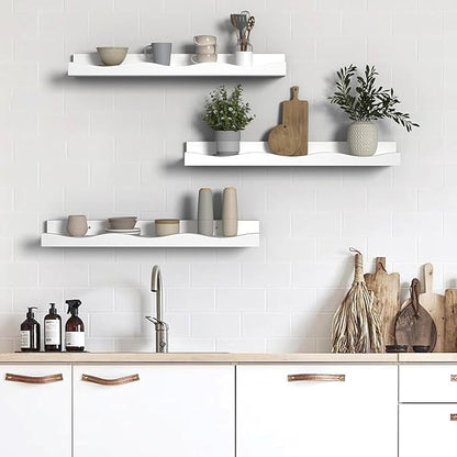 AZSKY Floating Bookshelf for Kids, Cloud Picture Ledge Shelf - White, 15.7 Inches, Nursery Book Shelves Set of 3, Floating Shelves Baby & Toddler Room Decor