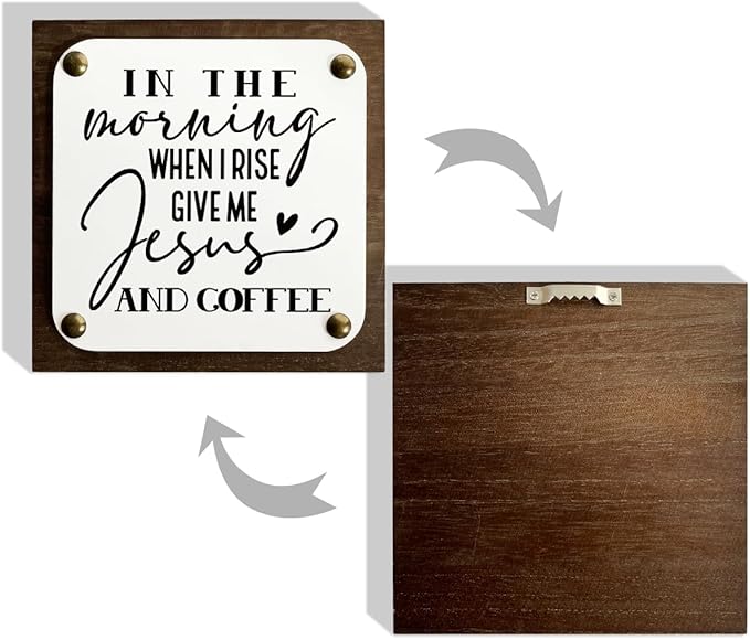 Coffee Wood Sign, Coffee Home Decor, Wooden Box Signs Decors Art, Kitchen Shelf Decoration, Coffees Lover Present, In the Morning When I Rise Give Me Jesus and Coffees Sign