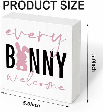 Easter Decorations for Home Every Bunny Welcome Wooden Hanging Sign, Bunny Rabbit Spring Front Door Decor, Farmhouse Rustic Porch Hanger for Indoor Outdoor Holiday Decor