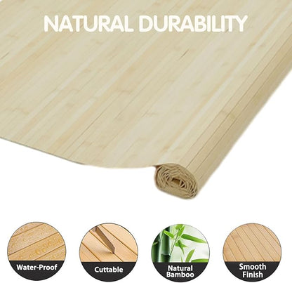 Natural Bamboo Wall Panel 48x96 Inch, Renewable Pole Wrap & Wainscoting for Interior Wall Decor, Bedroom, Living Room, Office & Kitchen Island (Natural)