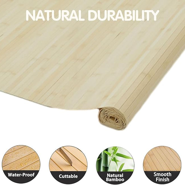 Natural Bamboo Wall Panel 48x96 Inch, Renewable Pole Wrap & Wainscoting for Interior Wall Decor, Bedroom, Living Room, Office & Kitchen Island (Natural)