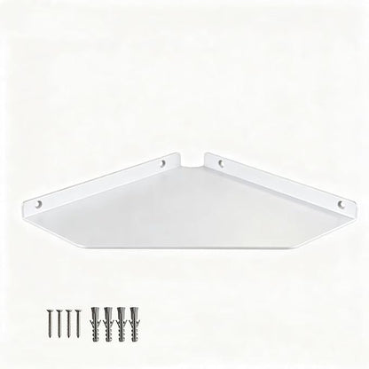10 Inch White Floating Corner Shelf Wall Mounted, Large Triangle Storage Shelf for TV Box, Router, Speakers & Decor