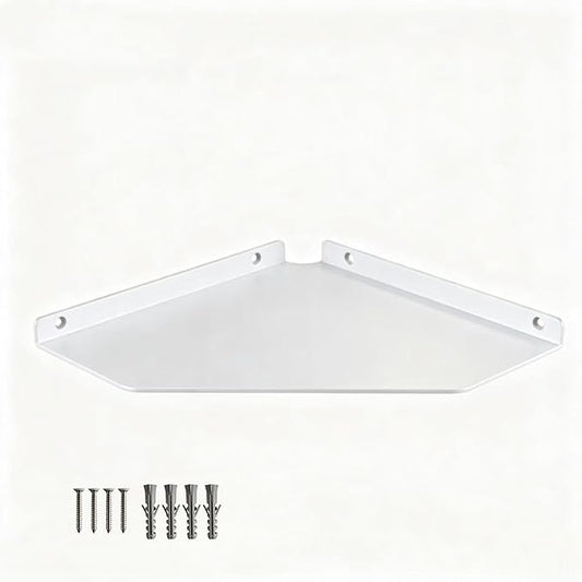 10 Inch White Floating Corner Shelf Wall Mounted, Large Triangle Storage Shelf for TV Box, Router, Speakers & Decor