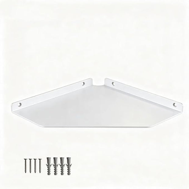 10 Inch White Floating Corner Shelf Wall Mounted, Large Triangle Storage Shelf for TV Box, Router, Speakers & Decor
