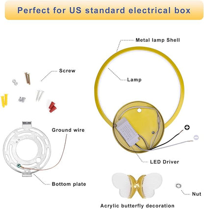 XEYOU 16W Modern Wall Sconce Lighting Indoor LED Creative Wall Light Fixture Butterfly Shape Decoration Wall Lamp for Living Room Bedroom Stair Corridor