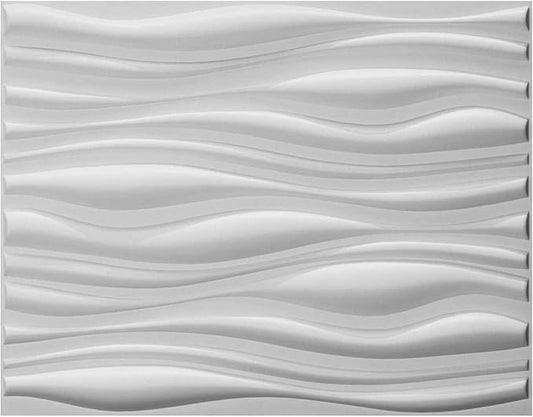 Art3d Decorative 3D Wall Panels Big Wave Deisgn, 31.5"x24.6" Matt White (6 Pack)