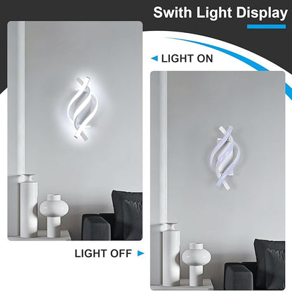 DELIPOP Wall Sconces, Modern Wall Sconce, 6500K Cool White Indoor Wall Light, Acrylic LED Wall Lights for Bedroom, Bathroom, Living Room, Hallway, Balcony (White)