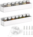 PMMASTO Adhesive Acrylic Spice Rack Organizer for Wall with Nano Double Sided Tape, Spice Shelf Organization for Kitchen Cabinet Door/Pantry Door, Wall Mount Seasoning Rack (White-2 Pack)