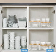 NEX Kitchen Cabinet and Counter Shelf Organizer, Stackable & Expandable, White and Natural