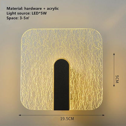 Acrylic Wall Lamp Modern Bedroom Bedside Lamp Minimalist Corridor Aisle Stair Light Study Living Room Background Wall Sconces Indoor Decoration (Square)