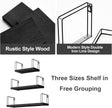 SRIWATANA Black Floating Shelves Wall Mount Set of 3, Hanging Wall Shelves, 17 Inch Rustic Wood Shelves for Decor, Bedroom, Bathroom, Laundry Room, Living Room, Kitchen, Office - Black