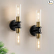KSRYSZCQ Wall Sconces Set of Two Black and Gold Bathroom Wall Sconce with Clear Glass 15.75
