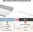 PEKGRIL 4 Pack Metal Floating Shelves, 17x6 Inch Large Wall Mounted Shelf for Storage, White Kids Bookshelf, Display Ledge Shelves with Lip for Bathroom, Bedroom, Living Room, Bathroom, Kitchen
