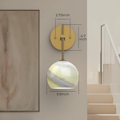 MOITA Wall Sconces Set of Two, Wireless Battery Operated Wall Decor with Remote, Sconces Wall Lighting with Glass Shade, Upward and Downward Installation, 12 RGB Colors and 3 CCT Options