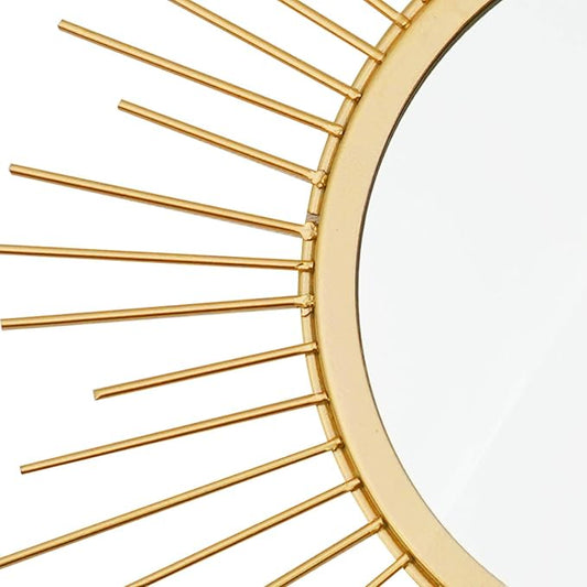 3 Pack Metal Mirrors for Wall Sunburst Wall Mirrors Home Décor Decorative Hanging Wall Art for Living Room Bedroom Entryway (Gold, Flower+Sunburst)