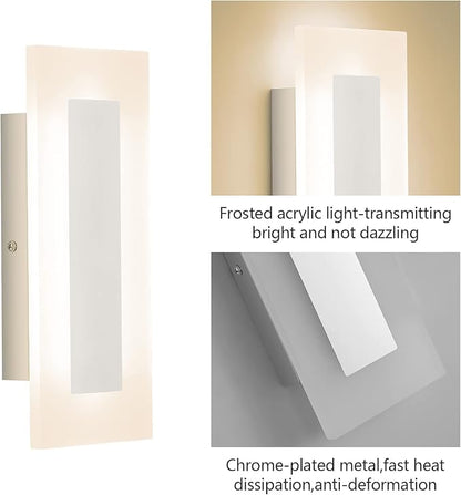 LMQNINE Modern LED Acrylic Wall Sconce Warm White Light 3000K for Bedroom Corridor Stairs Bathroom Indoor Lighting Fixture Lamps Home Room Decor (2-Pack)…