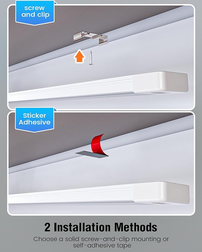 MYPLUS 24 Inch Under Cabinet Lights with Hand Wave, Under Counter Lighting 4000K Natural White,Dimmable,Plug and Play,LED Lights for Kitchen Cabinet, Cupboard, Closet, Desk