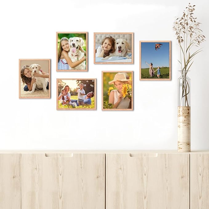 ATOBART 8x10 Set of 3 OAK Wood Picture Frame Solid Wooden Photo Frame Natural Wood Color Frames with Real Glass for Wall Mounting or Tabletop Living Room Bedroom Home Decor