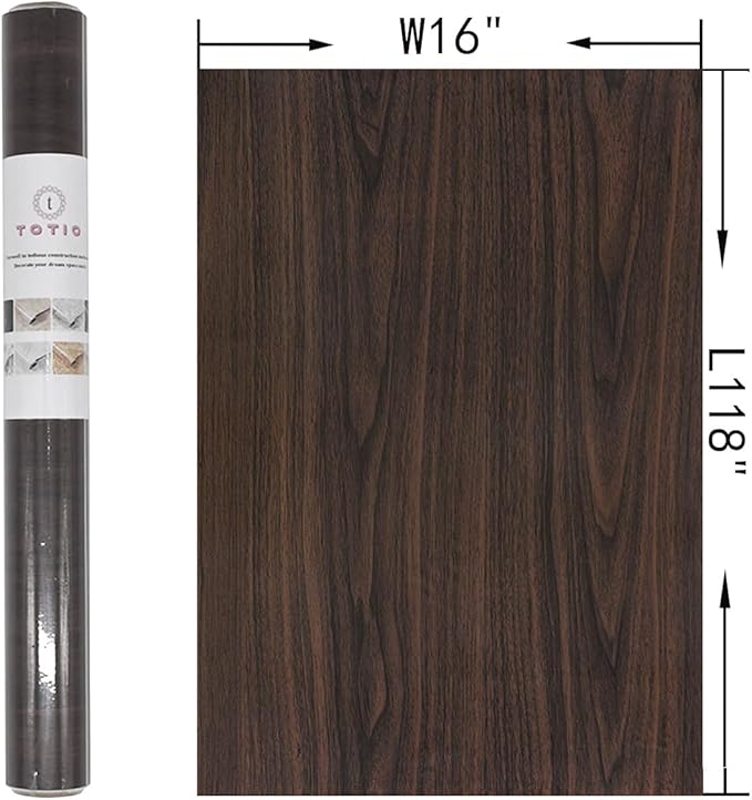 Dark Brown Wood Grain Contact Paper Thick Walnut Wood Wallpaper Peel Stick Black Walnut Wood Look Wall Paper Removable Adhesive Waterproof Wall Covering Decoration Countertop Table Counter Vinyl Wrap