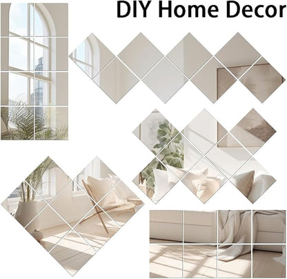 Vlush Home Gym Mirror Tiles 11'' x 11'' x 8PCS Full Body Mirror Full Length & Wall Mounted Mirrors Decorative for Home Gym, Door, Bedroom & Bathroom