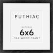 puthiac 6x6 Solid Oak Wood Picture Frame, Fits 4x4 with Mat or 6x6 Without Mat, Wall or Tabletop Display with Stand, Plexi Front, 1 Pack, Black