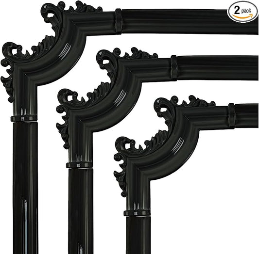 French Style 3D Floral PVC Panels - 6.1INx6.1IN.Self-Adhesive Corner Molding for DIY Wainscoting & Furniture Decor (2PCS,White) (Black)