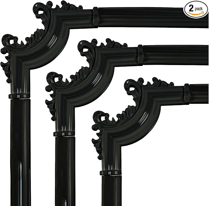 French Style 3D Floral PVC Panels - 6.1INx6.1IN.Self-Adhesive Corner Molding for DIY Wainscoting & Furniture Decor (2PCS,White) (Black)