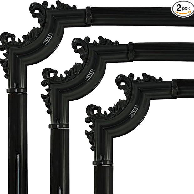 French Style 3D Floral PVC Panels - 6.1INx6.1IN.Self-Adhesive Corner Molding for DIY Wainscoting & Furniture Decor (2PCS,White) (Black)