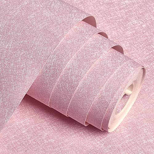 MelunMer Pink Peel and Stick Wallpaper 118In L 15.7In W Self Adhesive Removable Wallpaper for Bathroom/Bedroom Modern Contact Paper Silk Textured Pink Contact Paper for Cabinets Shelf Waterproof