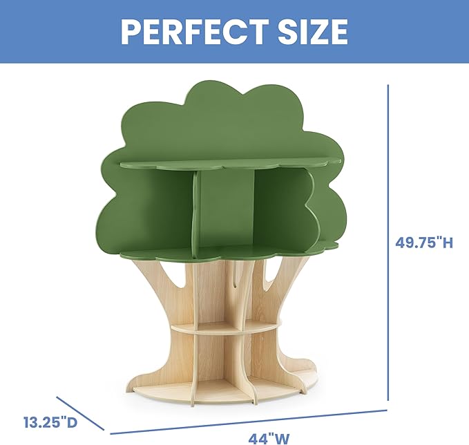 Delta Children Tree Bookcase - Greenguard Gold Certified, Fern Green/Crafted Natural