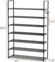 Metal Shoe Organizer,7 Tiers Shoe Storage Shoe Rack with Hooks,Fit 24-30 Pairs,Adjustable Shoe Shelf for Entryway,Hallway,Bedroom,Metal Bottom Support