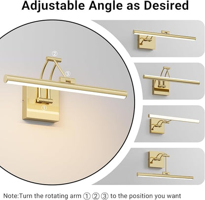 Tipace Hardwired Gold Picture Lights for Paintings - 15.7 inch 3CCT Dimmable Modern Gallery Light with Remote Control Led Wall Art Lighting Display Artwork