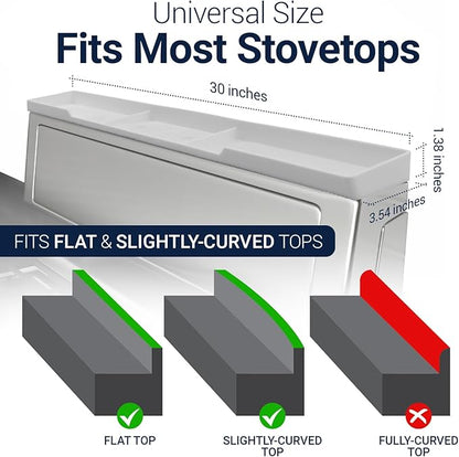 Silicone Magnetic Stove Shelf For Back Of Stove - Over The Stove Shelf, Magnetic Stove Top Shelf, Over The Stove Spice Rack, Oven Shelf For Top Of Stove, Heat Resistant, Includes 6 Extra Plates, White