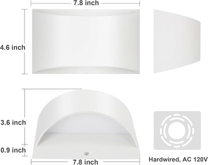 TRLIFE Modern LED Wall Sconces, Remote Control Dimmable and Adjustable Color Temperature 3000K~6000K Aluminum 12W Hardwired 120V AC Dimmable Wall Mounted Light for Bedroom Living Room(White, 2 Pack)