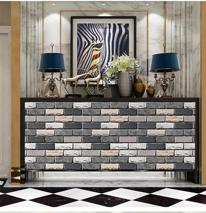 Yancorp 32.8ft Peel and Stick Wallpaper Dark Grey Stone Brick Wallpaper Self-Adhesive Backsplash Decorative Wallpaper Wall Covering…