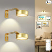 2 Pack Gold Battery Operated Picture Light, Wireless Picture Lights for Wall with Remote Dimmable Timer, Lighting Modes Pictures Frame Lights for Artworking, Magnetic Painting Light Wall Decor