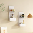 2-Tier White Floating Wall Shelf, 20x8x6 Wall-Mounted Wooden Beside Shelf/Nightstand for Home Décor, Plants, Cosmetics, Bathroom, Kitchen, Bedroom Storage (White with Box)