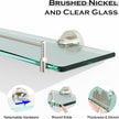 24 Inch Glass Bathroom Shelves,Brushed Nickel Floating Shelves for Wall Rectangular Modern Stainless Steel Glass Shelf for Bathroom Shelves Wall Mounted