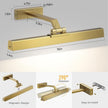 Picture Lights for Wall, Brushed Gold Battery Operated Picture Light 16in Art Light CCT Dimmable Recharging Battery Wall Light with Remote Control for Living Room Gallery